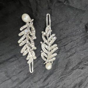 Silver toned costume jewelry barrettes